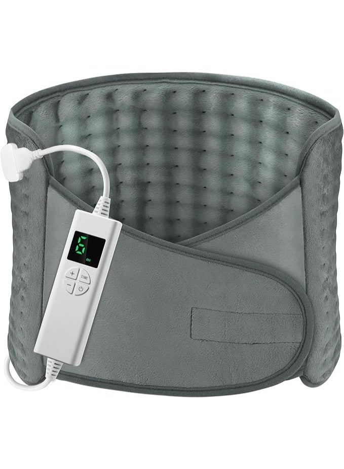 حزام تدفئة كهربائي بطول إضافي (1.26 متر × 30 سم) - 6 مستويات حرارة و4 خيارات للمؤقت - مزود بشريط فيلكرو للتثبيت حول الجسم - يدعم العلاج بالحرارة الرطبة - Image 1